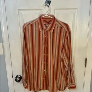 Tommy Bahama Men's Striped Button Down Shirt - Orange and Cream